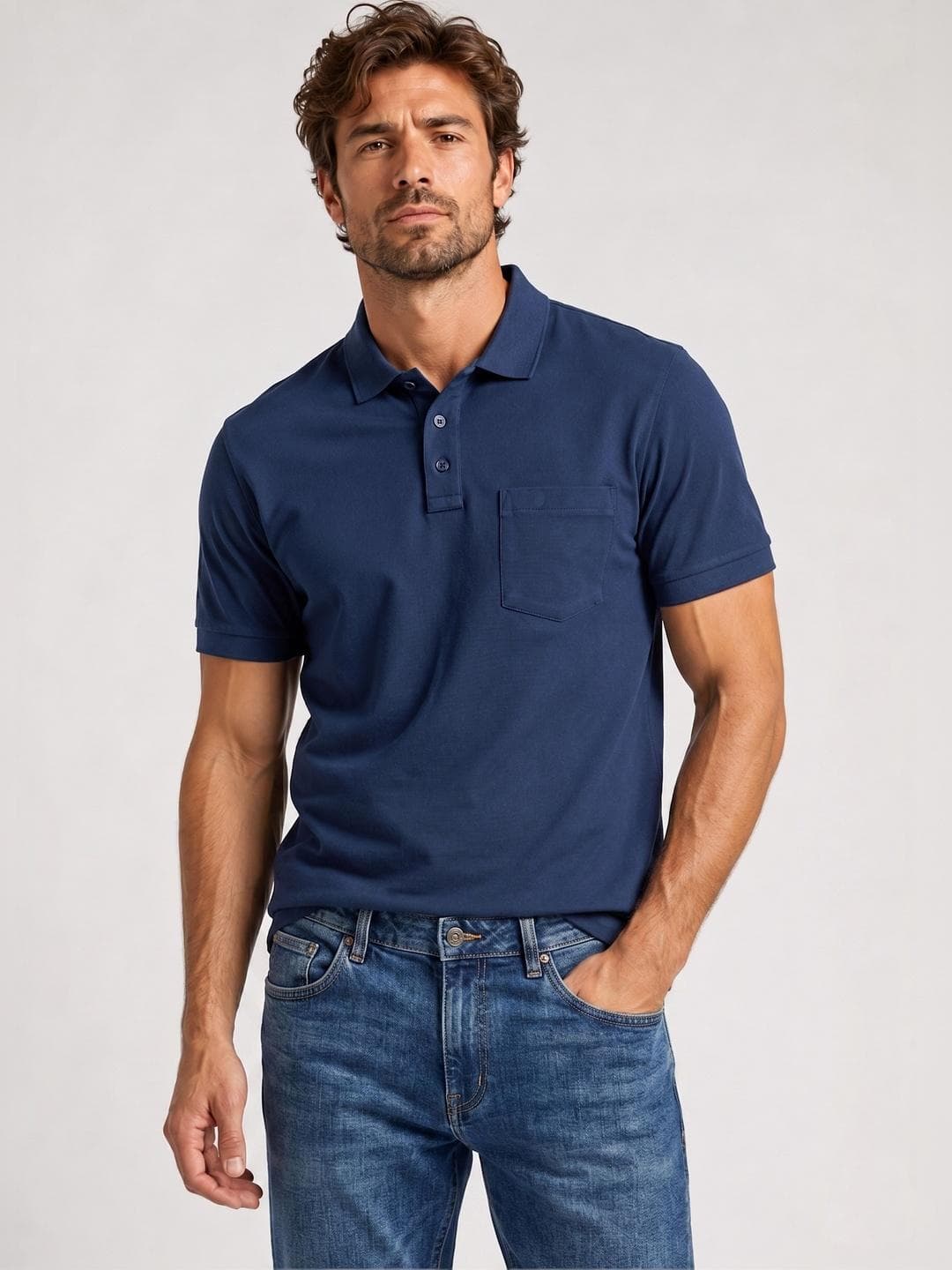 Roadster Men Polo Collar Pure Cotton Pockets T-shirt