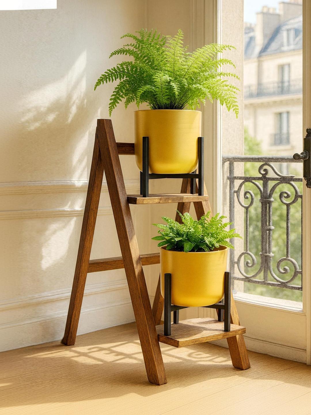 Buy Homesake Set Of 2 Gold Toned Solid Pot Planters - - Home for Unisex