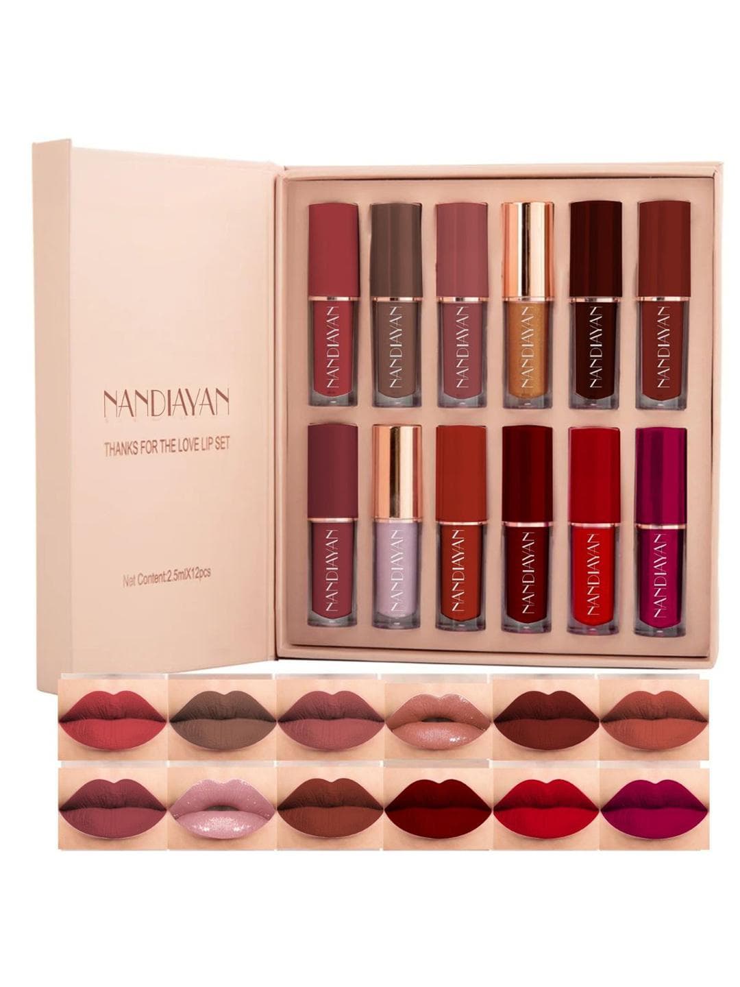Buy Nandiayan Women Liquid Lipstick Set Of 12 Smudge Proof Matte Shades 2.5ml Each - - Personal Care for Unisex
