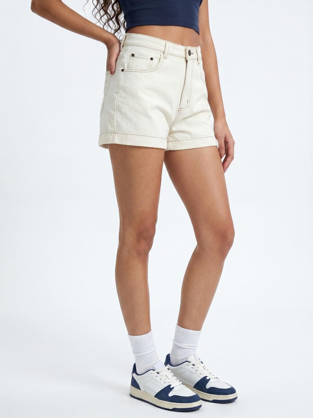 glitchez Women Pure Cotton Relaxed Fit Denim Shorts