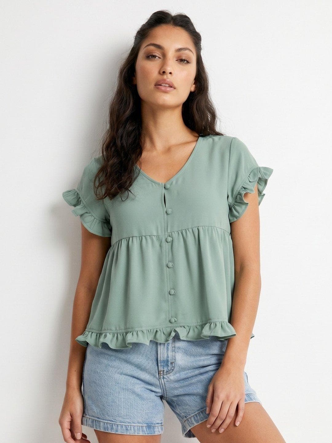 glitchez V-neck A-Line Top