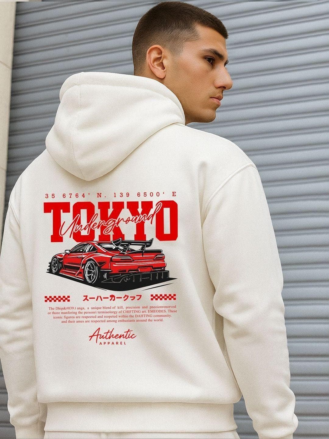 JUMPCUTS Men Printed Hooded Sweatshirt