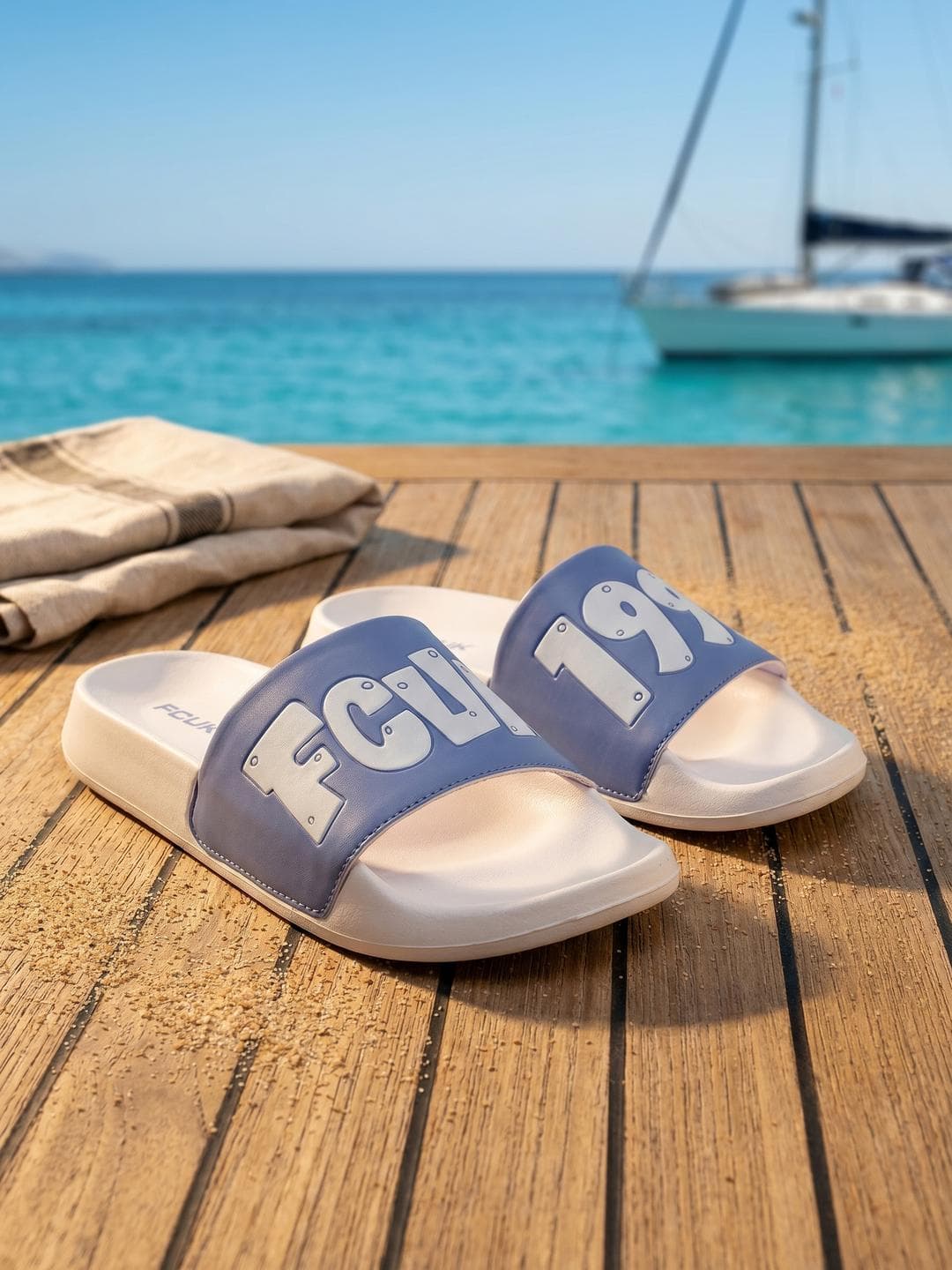 FCUK Men Brand Logo Printed Sliders