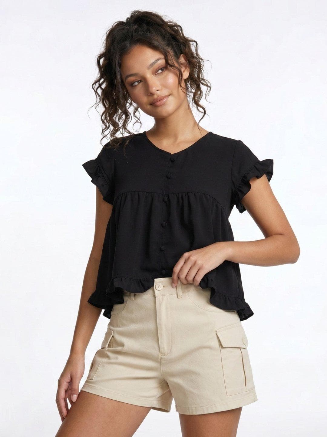 glitchez V-Neck A-Line Top