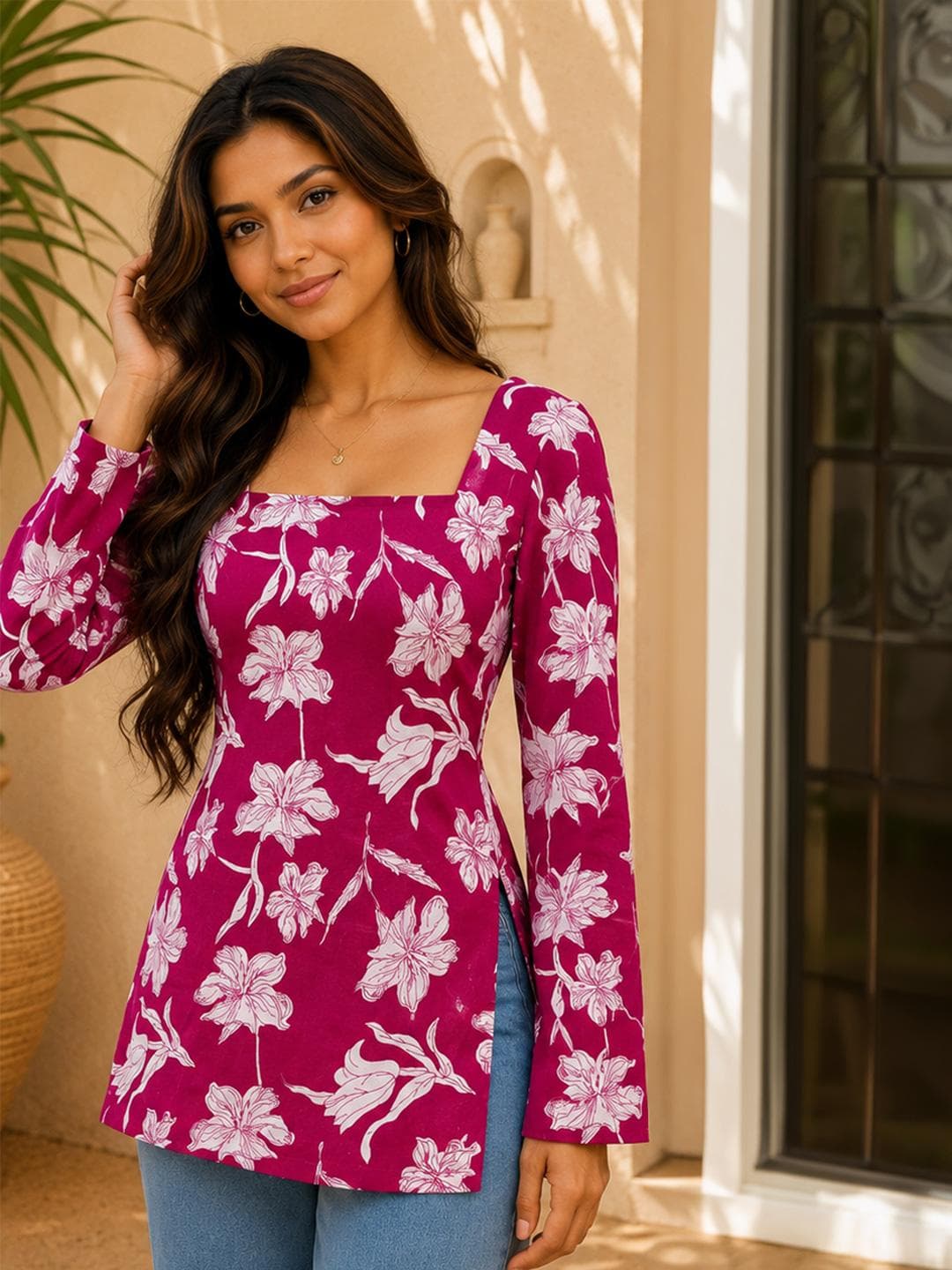 HIBIKI Women Floral Printed Pure Cotton Kurta