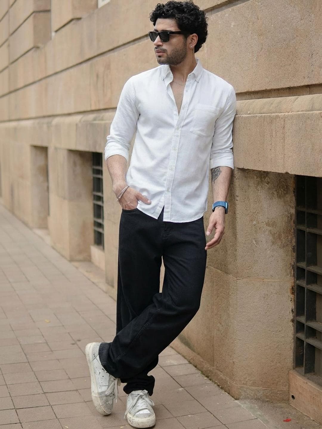 Powerlook White Double Cloth Shirt