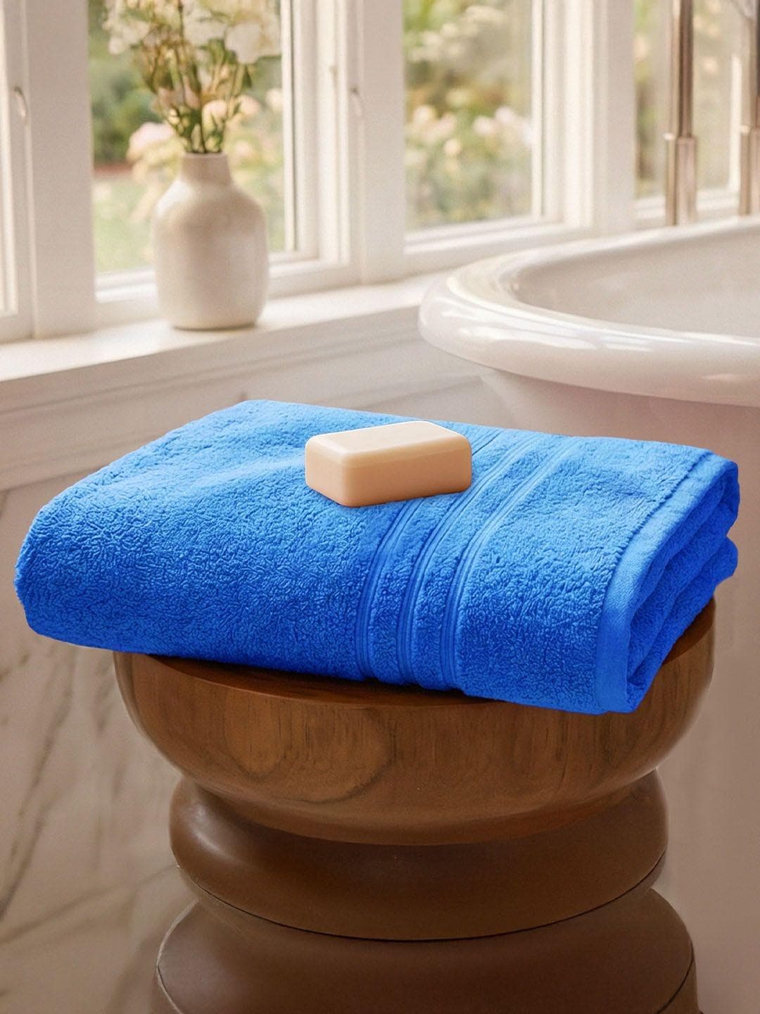 Buy MYTRIDENT Blue Solid Pure Cotton 400GSM Super Soft Adult Regular Bath Towel 28x55In - - Home for Unisex