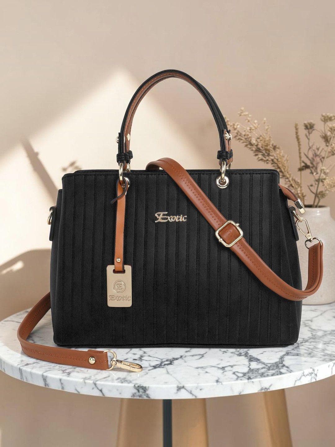 Buy Exotic Black Textured PU Structured Handheld Bag - - Accessories for Women