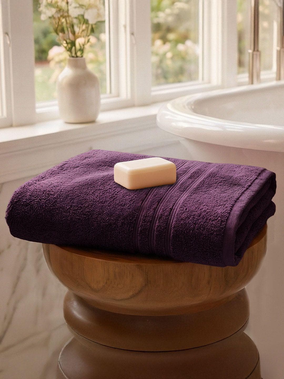 Buy MYTRIDENT 100% Cotton Purple Solid 400GSM Super Soft Adult Regular Bath Towel 55x28In - - Home for Unisex