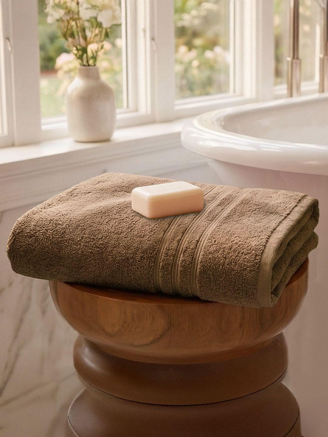 Buy MYTRIDENT Brown Self Designed 400 GSM Pure Cotton Bath Towel - - Home for Unisex