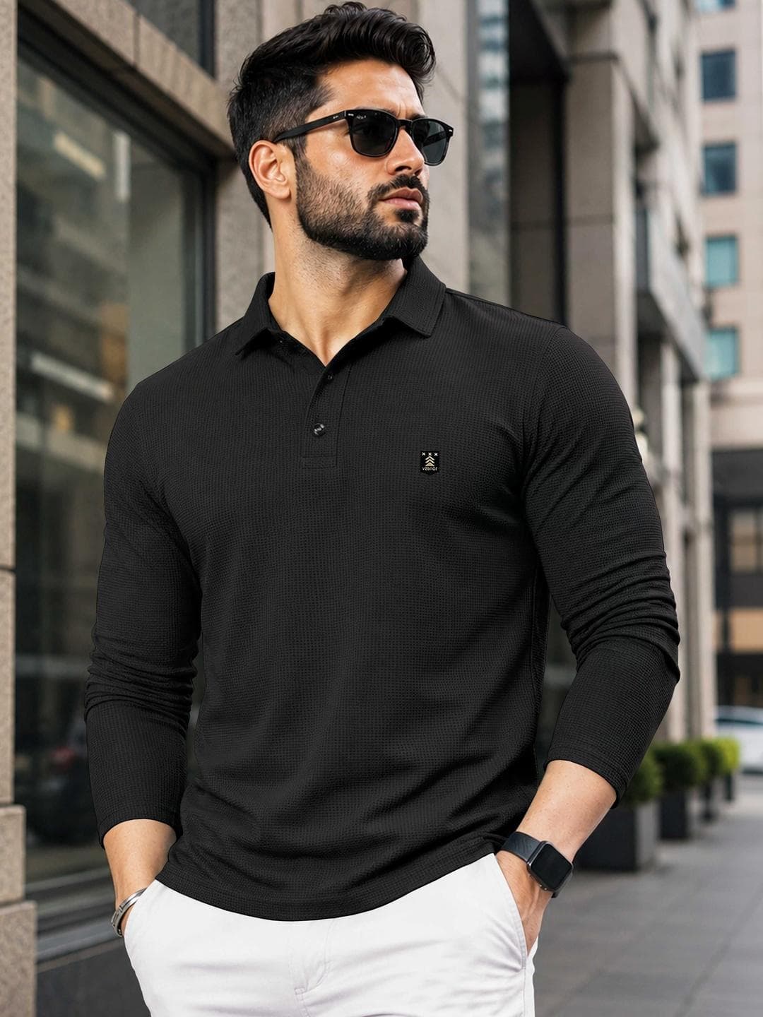 VeBNoR Men Self Design Polo Collar T-shirt