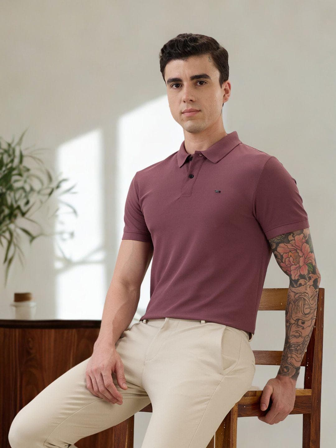 Nostrum Cherry Half Sleeve Onion Plain Polo T-shirt