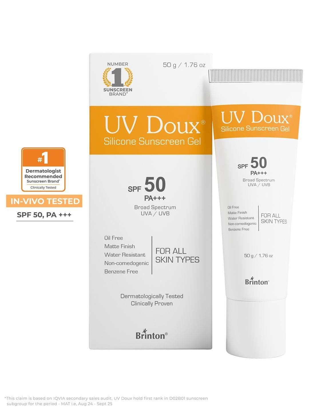 Buy Brinton UV Doux Silicone Sunscreen Gel SPF 50 PA+++ 50g - - Personal Care for Women