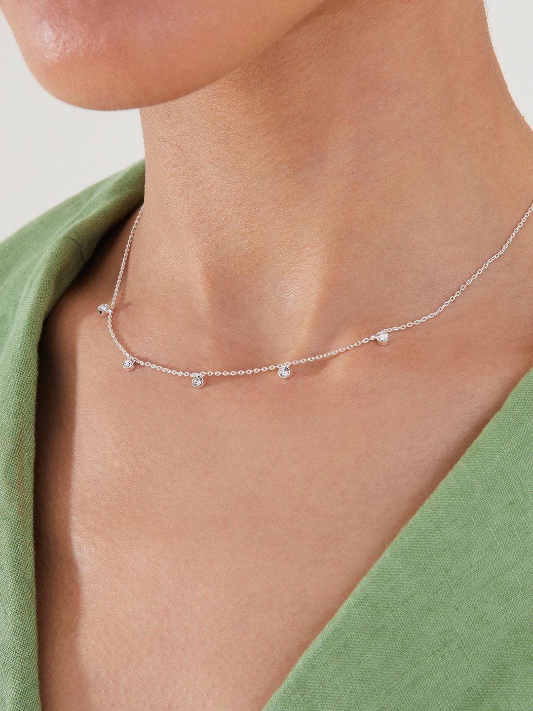 Accessorize Silver-Plated Circle Drop Station Necklace