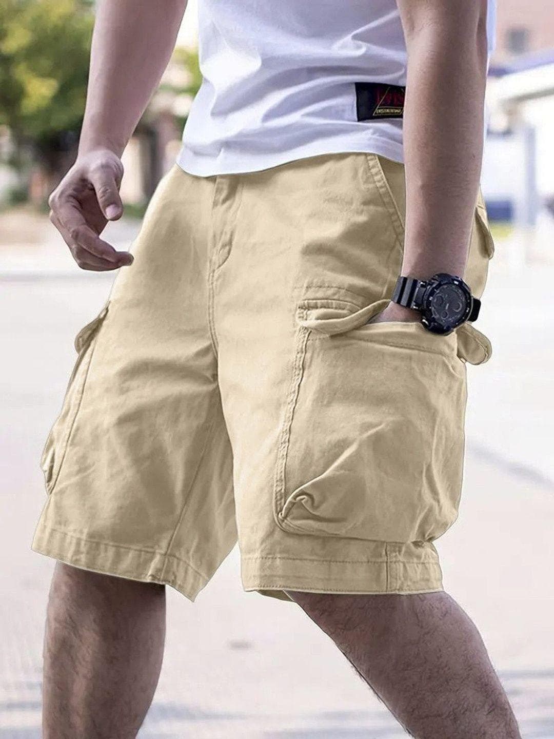 COMBRAIDED Men High-Rise Outdoor Cargo Shorts