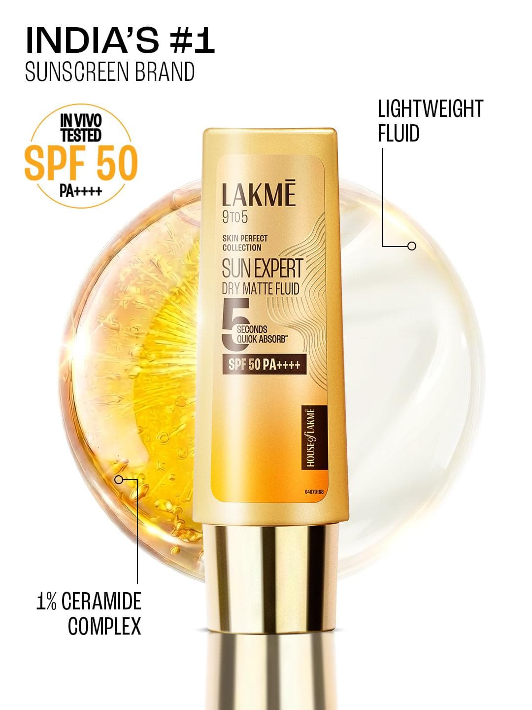 Buy Lakme Fluid SPF 50 PA++++ Sunscreen 1% Ceramide & Niacinamide In Vivo Tested 50ml - - Personal Care for Women