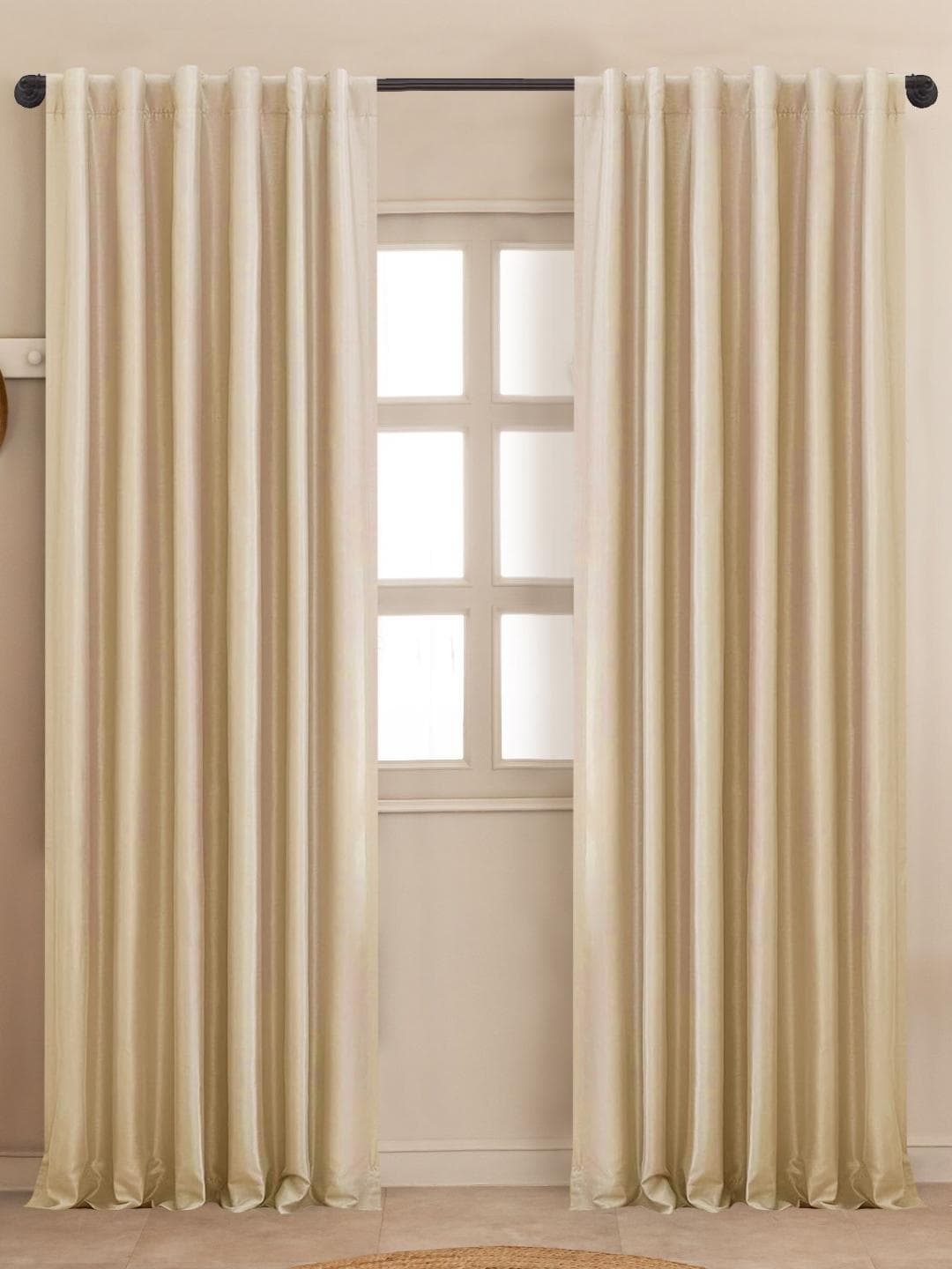 Buy HOMEMONDE Beige 2 Pieces Black Out Window Curtains - - Home for Unisex