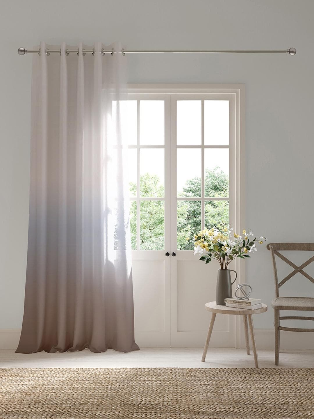 DDecor Blue & White Sheer Door Curtain