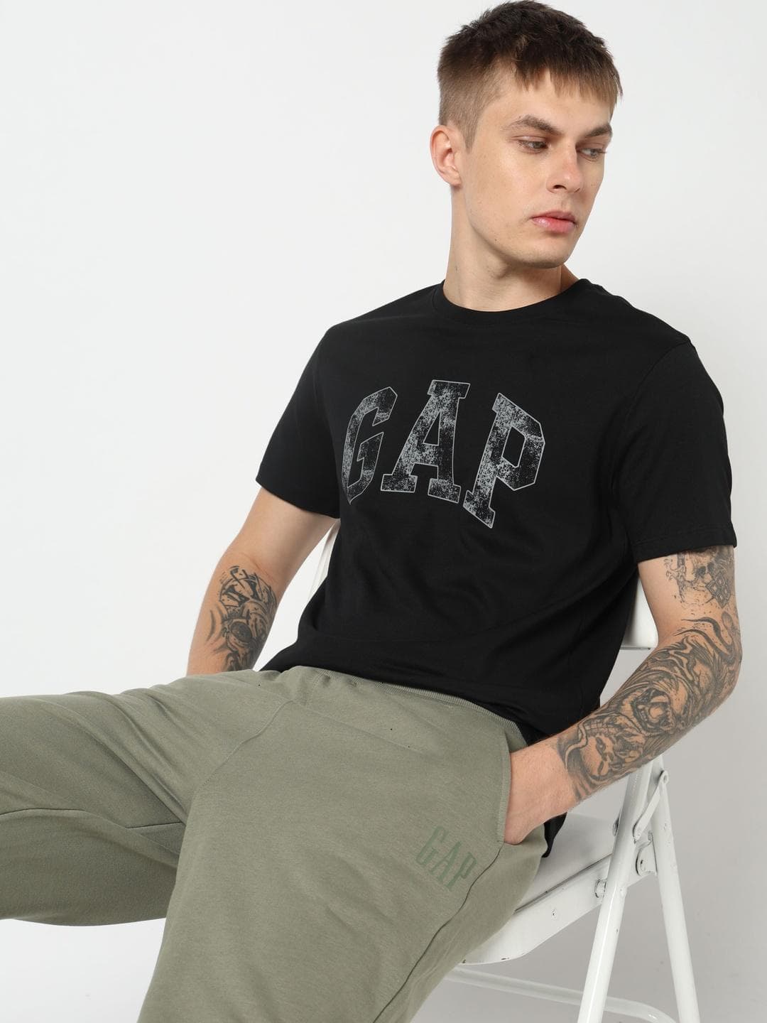 GAP Brand Logo Printed Pure Cotton Slim Fit T-shirt