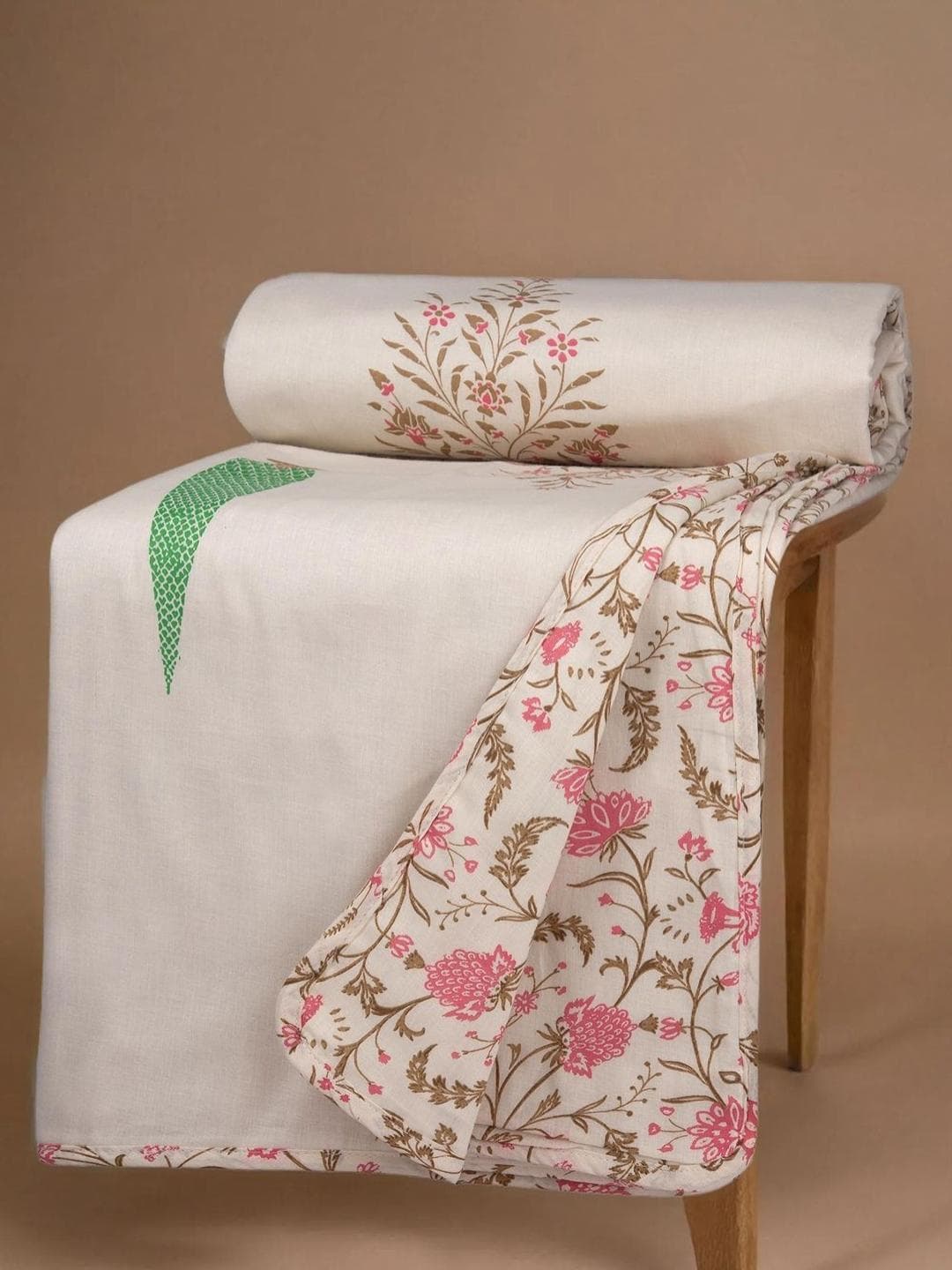 Buy Huesland Pink & Brown Floral Printed Pure Cotton Reversible AC Room Single Bed Dohar - - Home for Unisex