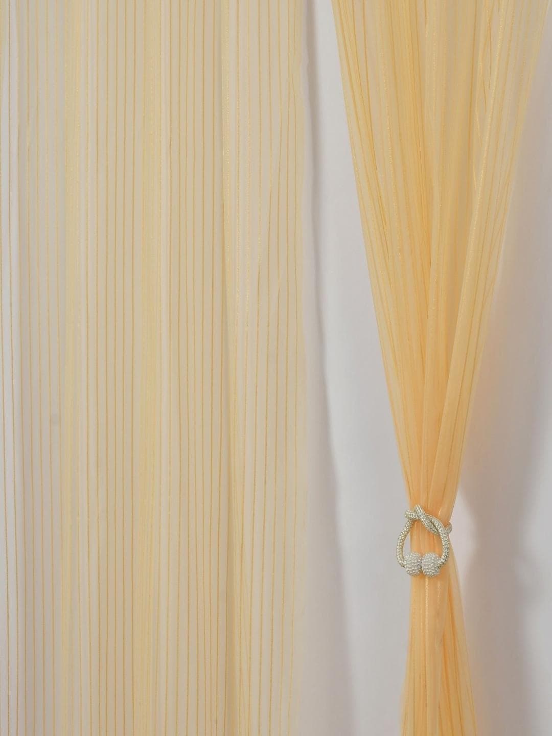 Aura Gold-Toned Set of 2 Striped Sheer Long Door Curtain