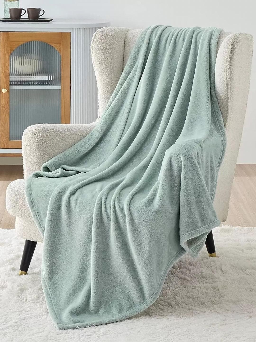 MORADO Sea Green 300 GSM Single Bed Blanket