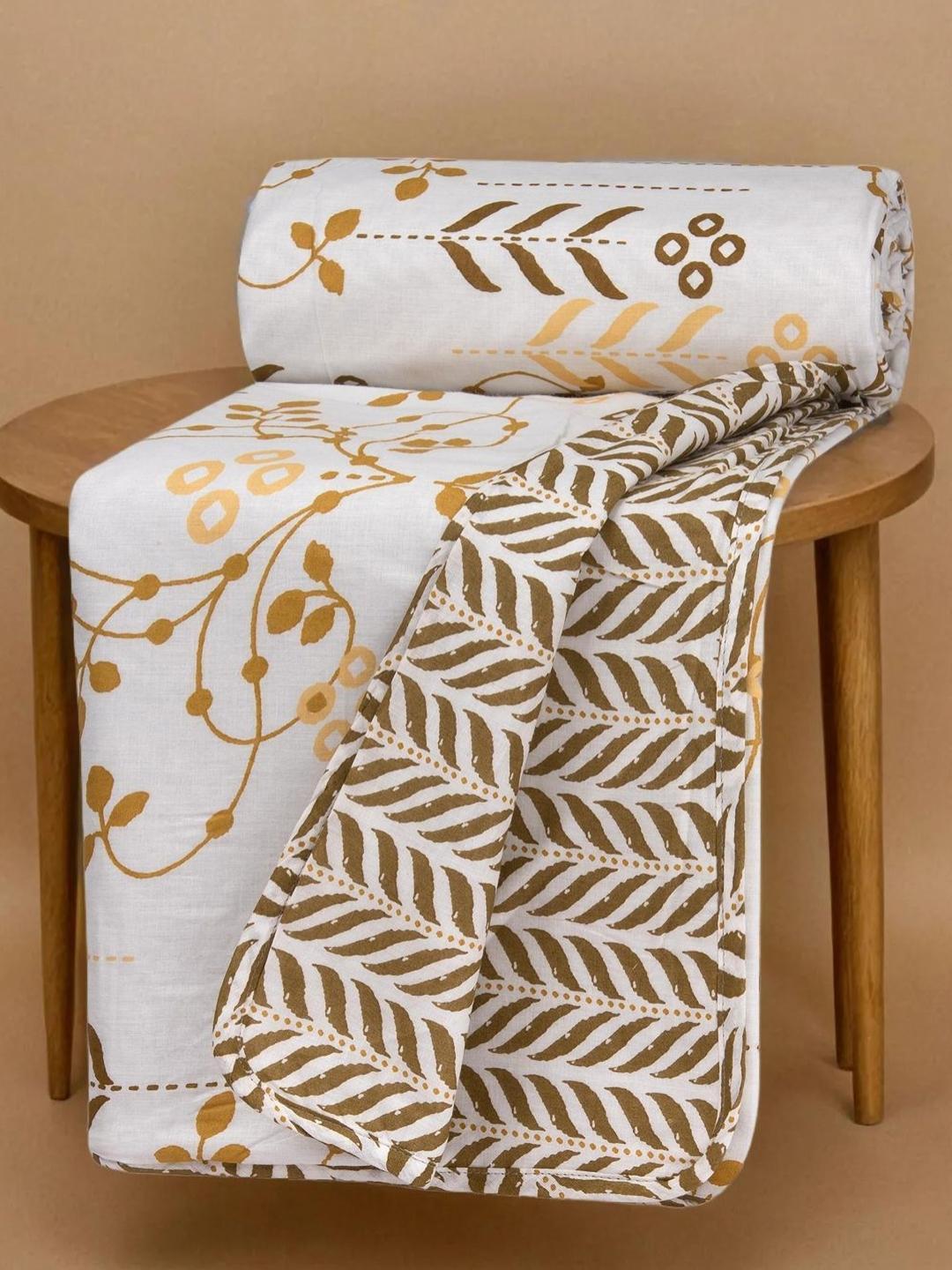 Buy Huesland Brown & White Floral Printed Pure Cotton Reversible AC Room Single Bed Dohar - - Home for Unisex