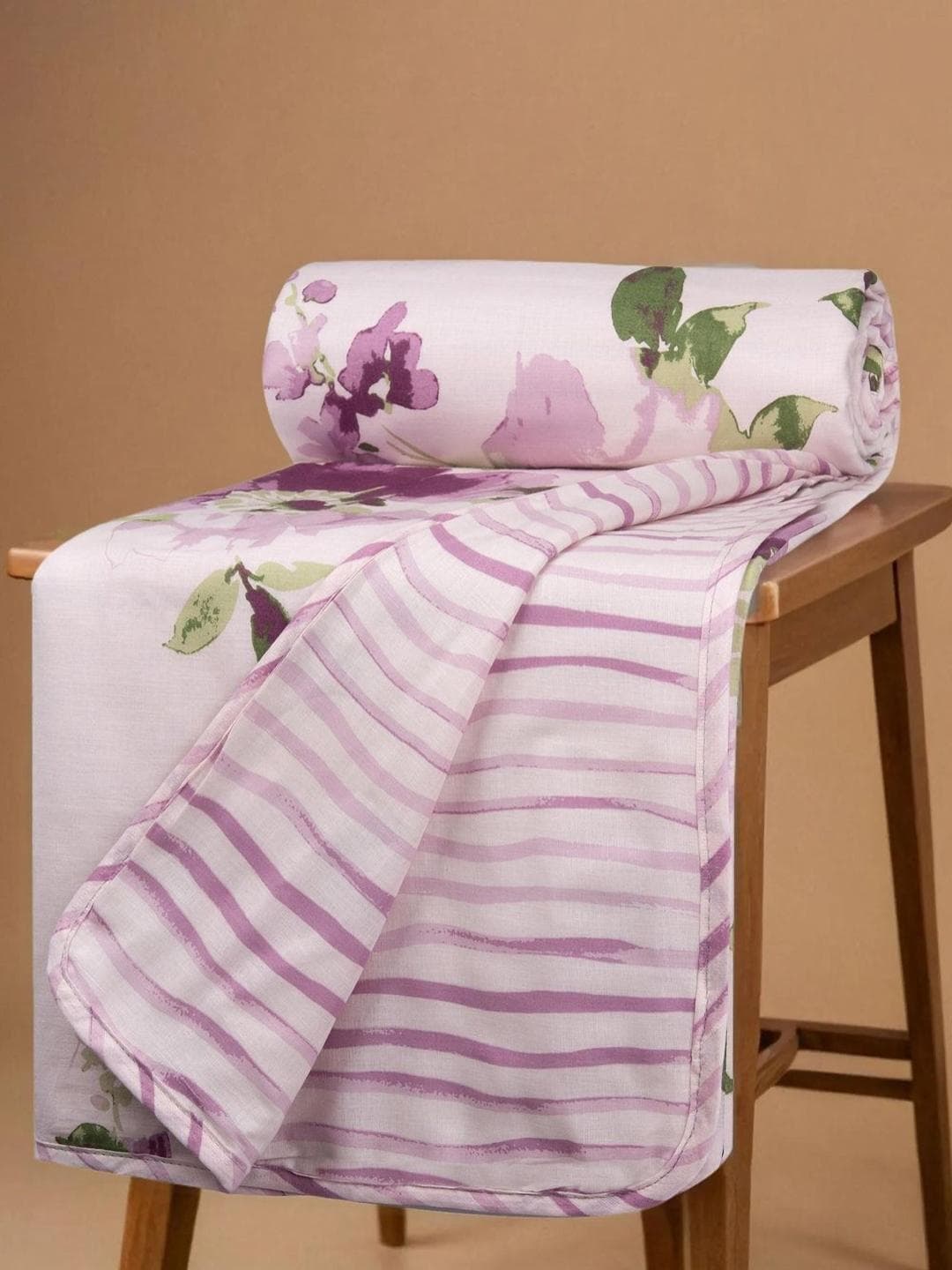 Buy Huesland Purple & Green Floral Printed Pure Cotton AC Room Reversible Double Bed Dohar - - Home for Unisex
