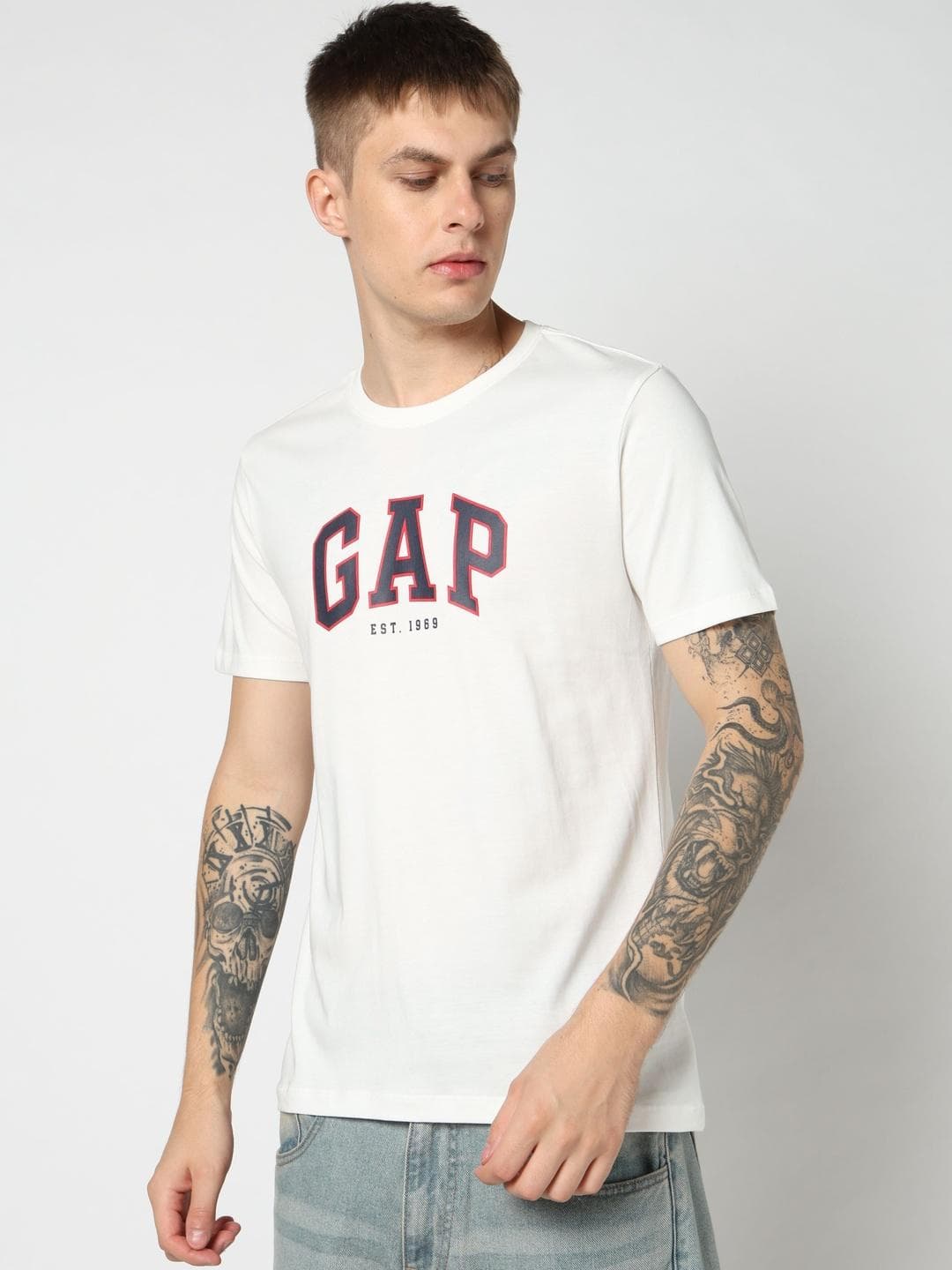 GAP Brand Logo Printed Pure Cotton Slim Fit T-shirt