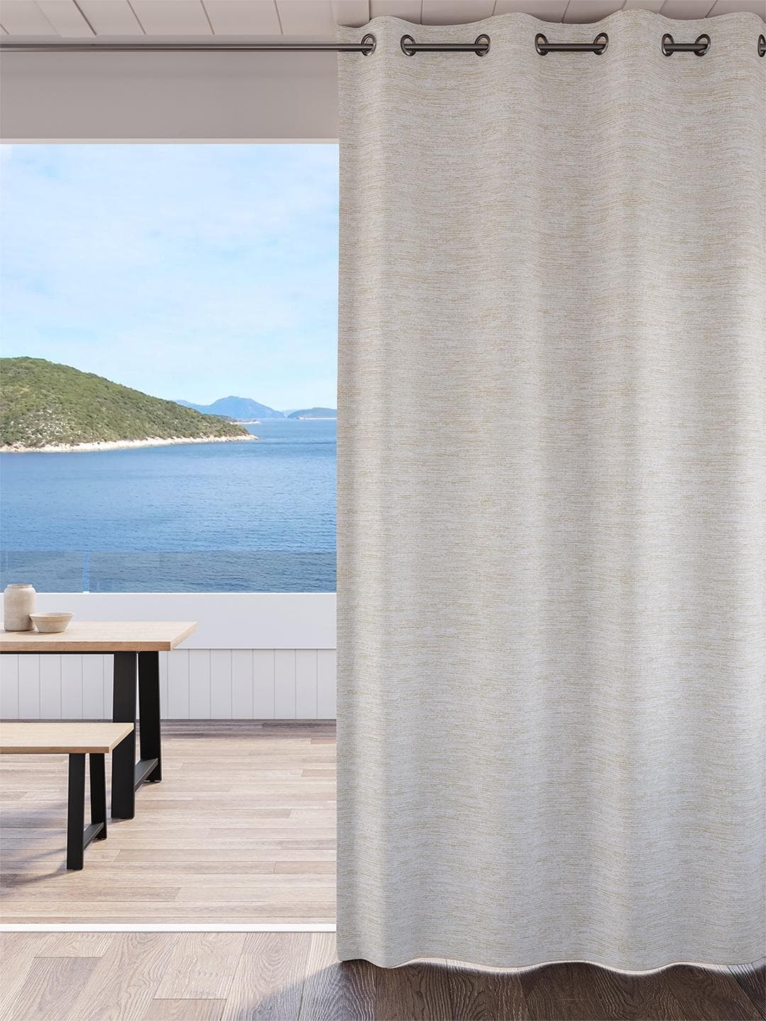 DDecor Beige Black Out Door Curtain
