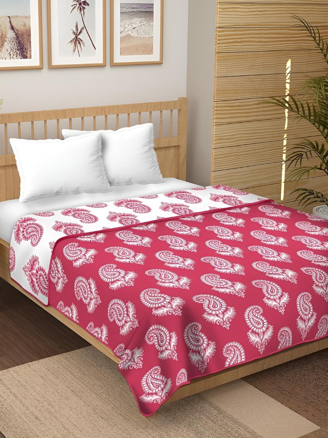 Buy CHICERY White & Pink Ethnic Motifs Pure Cotton AC Room 210 GSM Single Single Bed Dohar - - Home for Unisex
