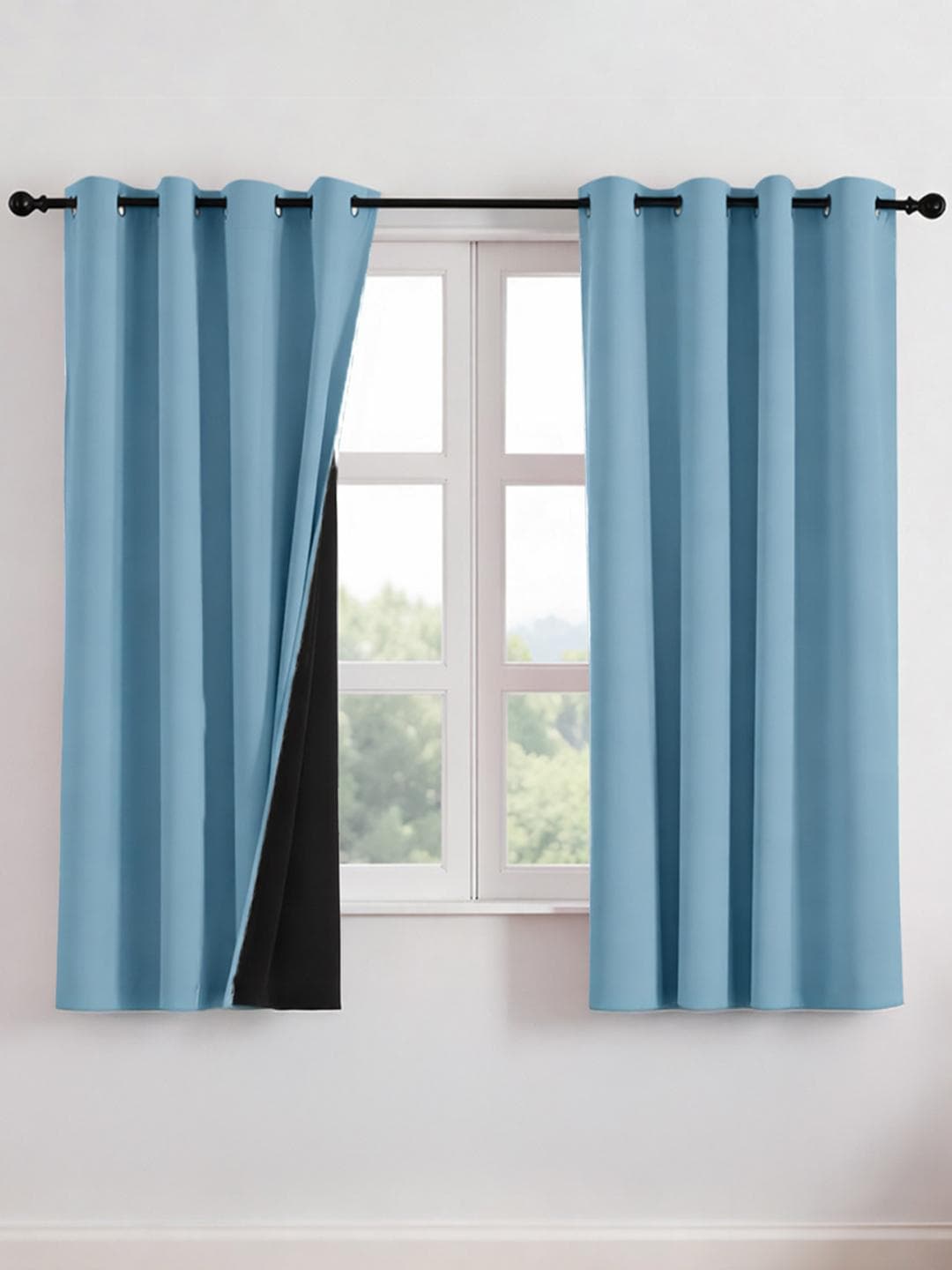 Buy HOMEMONDE Set Of 2 Blackout Solid Polyester Eyelet Long Door Curtains 5 Feet - - Home for Unisex