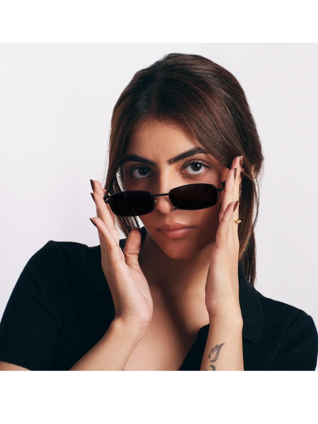 SALTY Women Black Lens & Black Rectangle Sunglasses with