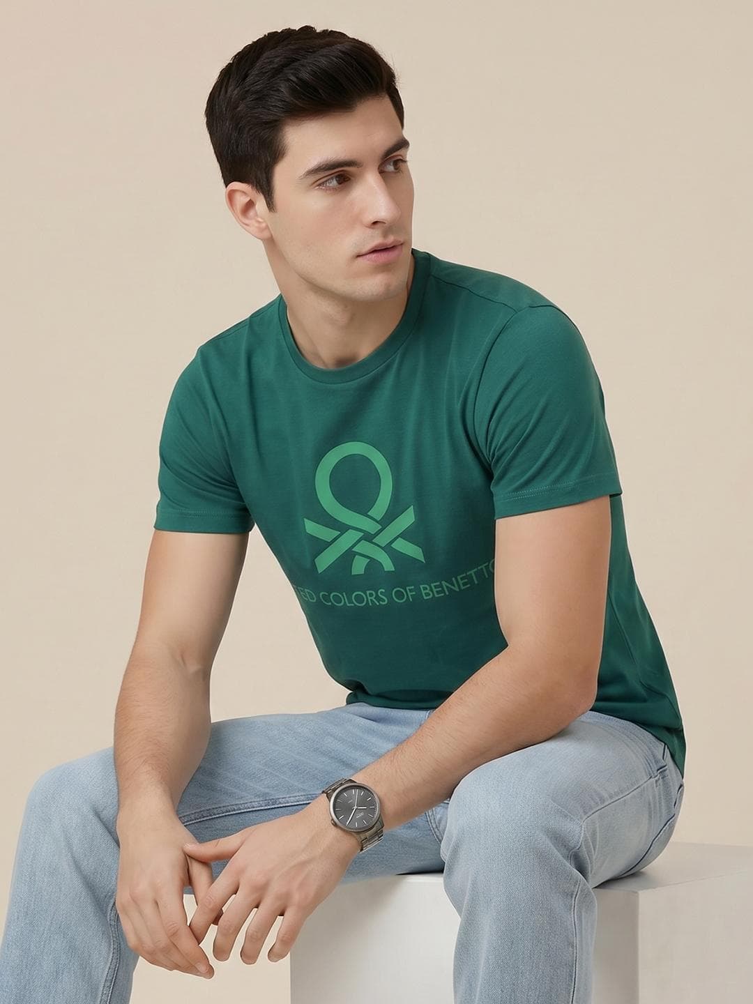 United Colors of Benetton Brand Logo Printed T-shirt