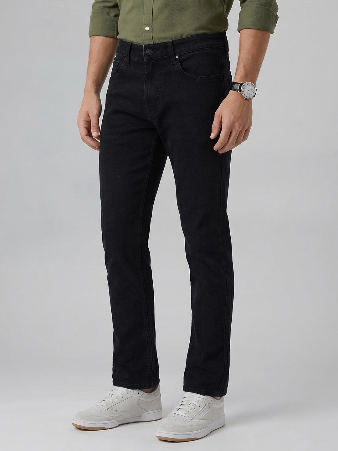 Spykar Men Ricardo Mid Rise Straight Fit black Jeans