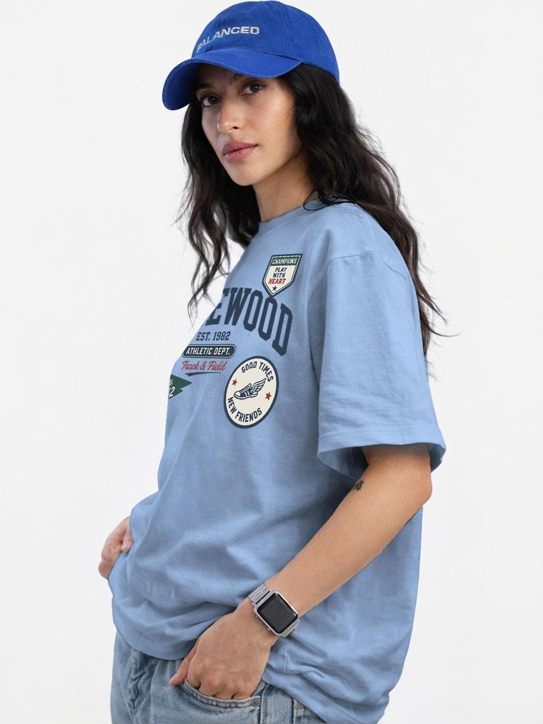 Roadster Women Varsity Printed Organic Cotton Blend Applique T-shirt