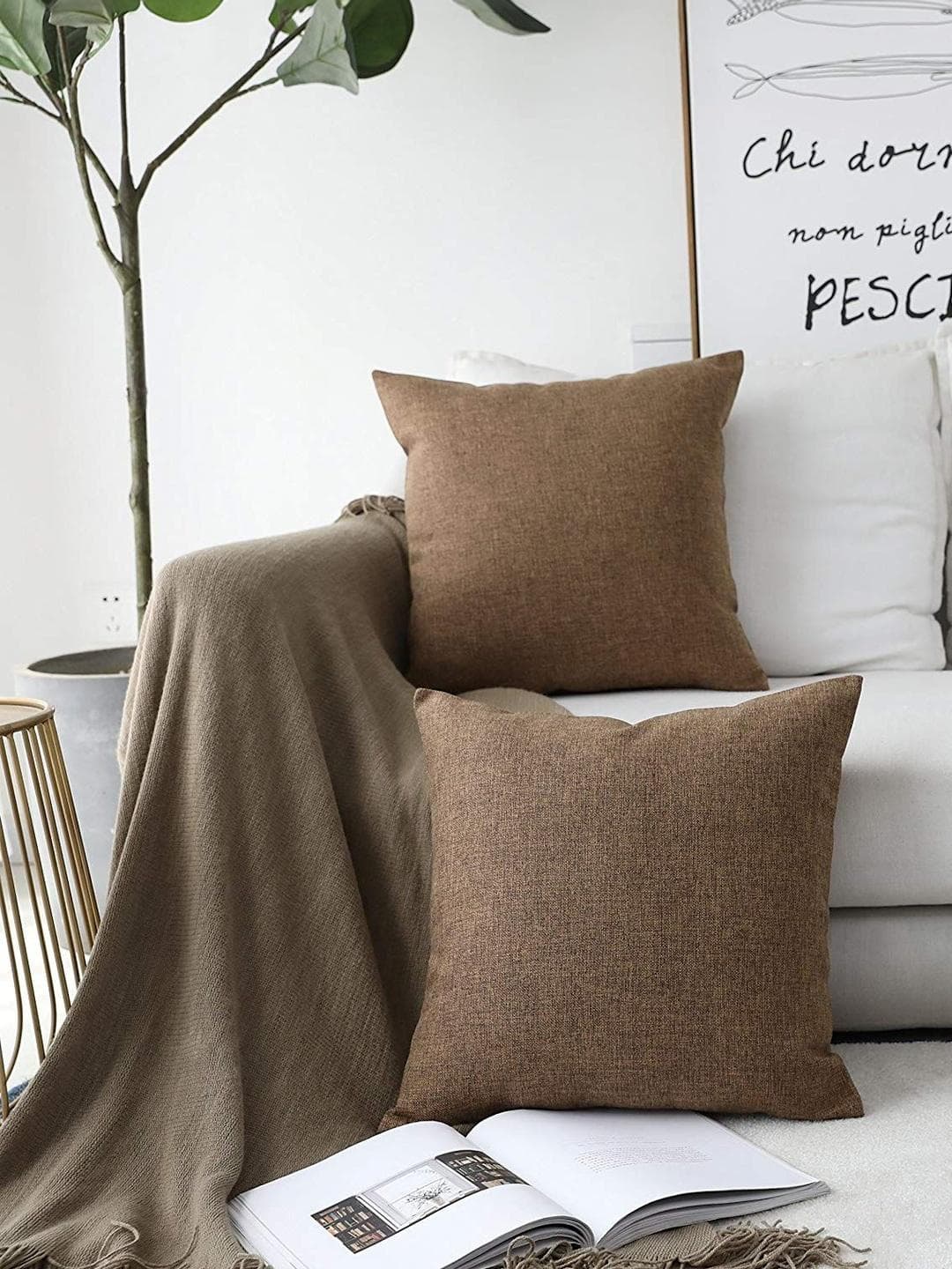 Buy Khooti Brown Set Of 2 Square Cushion Covers - - Home for Unisex