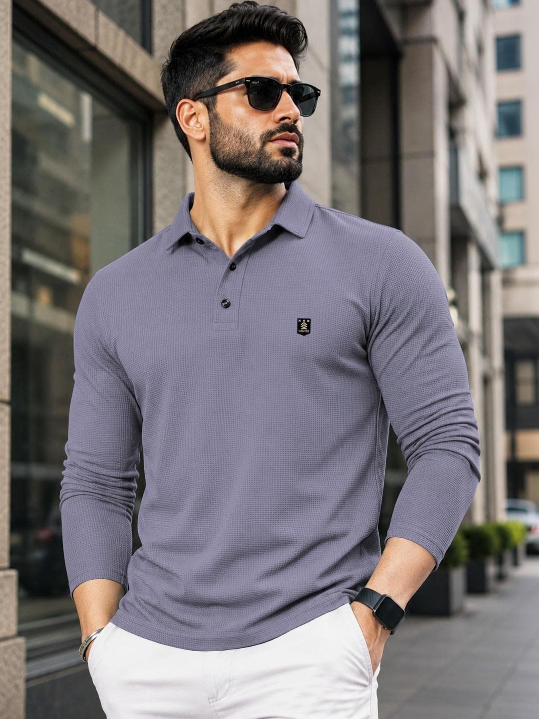VeBNoR Men Self Design Polo Collar T-shirt