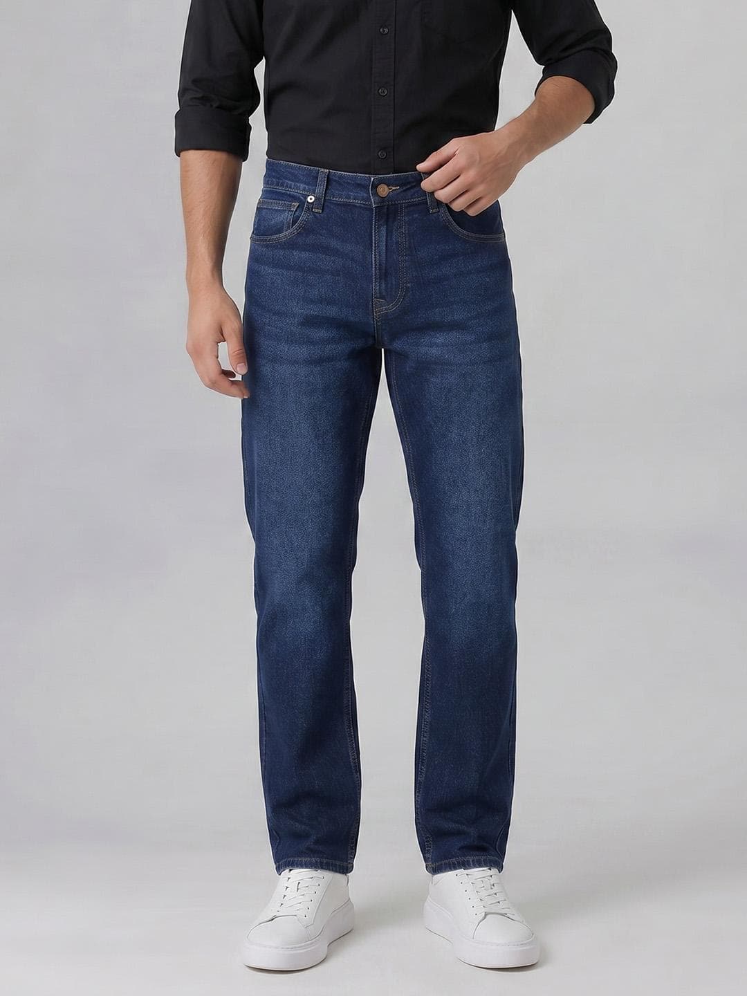 Spykar Men Ricardo Mid Rise Straight Fit Dark blue Jeans