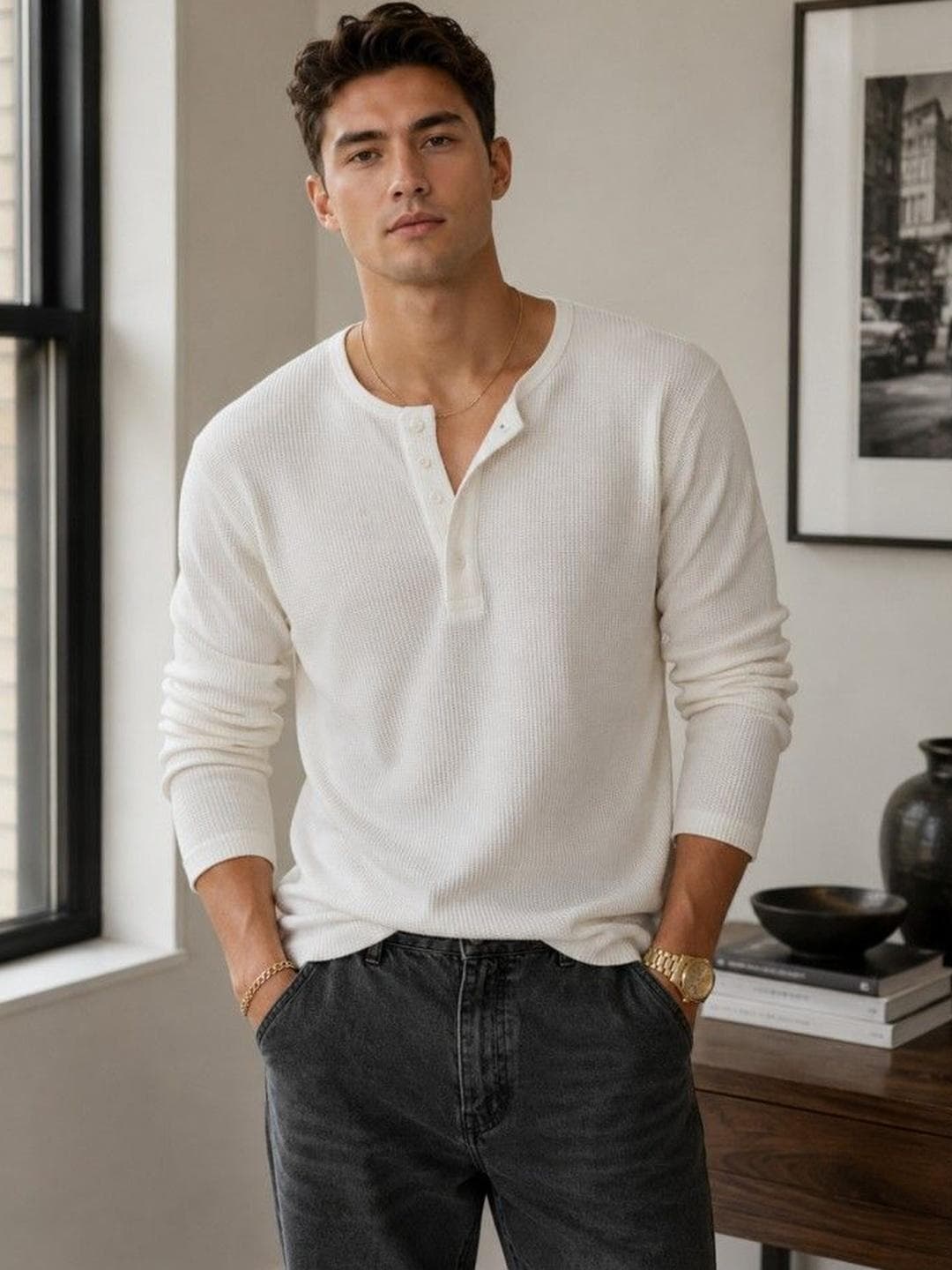 Netclick Men Henley Neck T-shirt