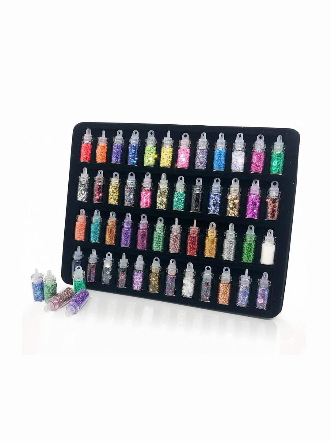 Elecsera Set Of 48 Bottle Nail Glitter Decoration Kit