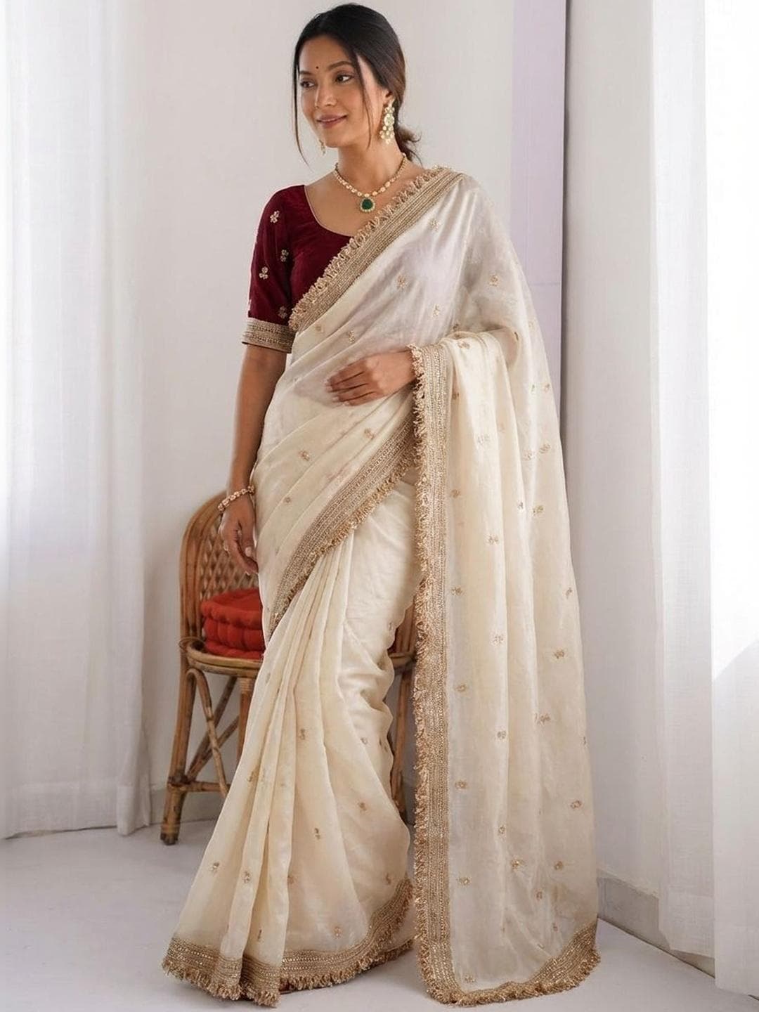 Kalista Embellished Embroidered Satin Designer Sarees
