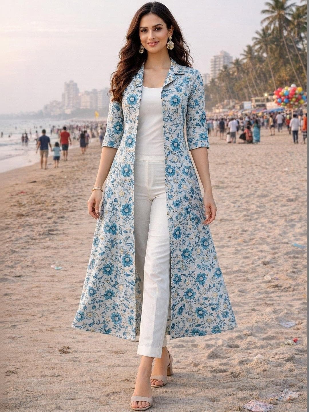 LARGISH Women Printed Longline Shrug