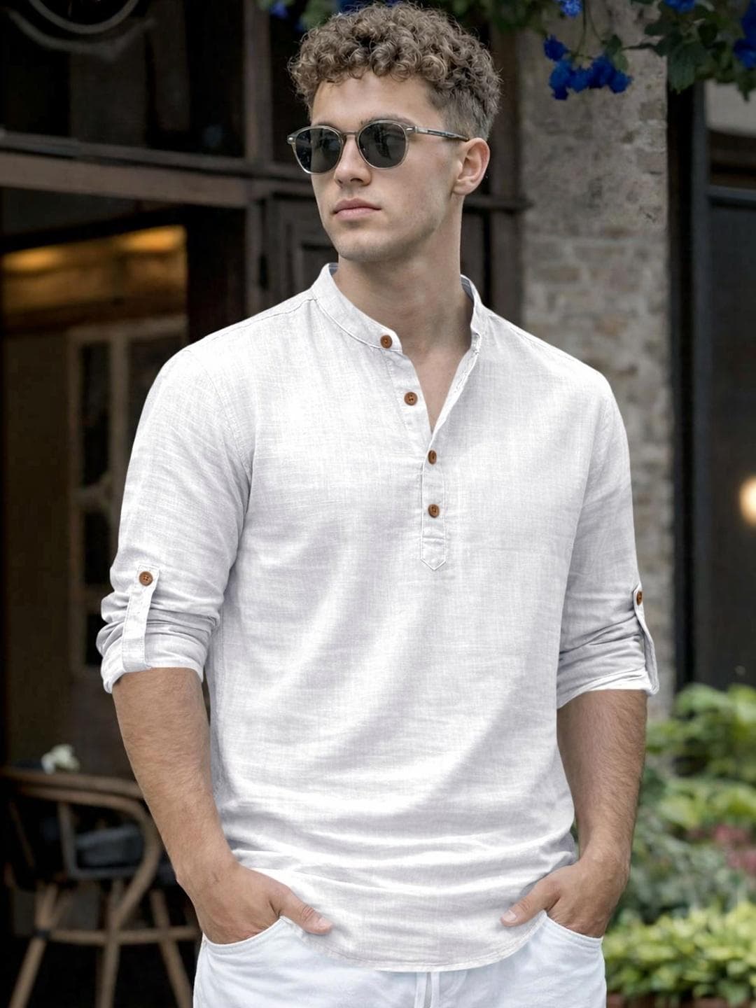 ZELINCO Mandarin Collar Straight Kurta