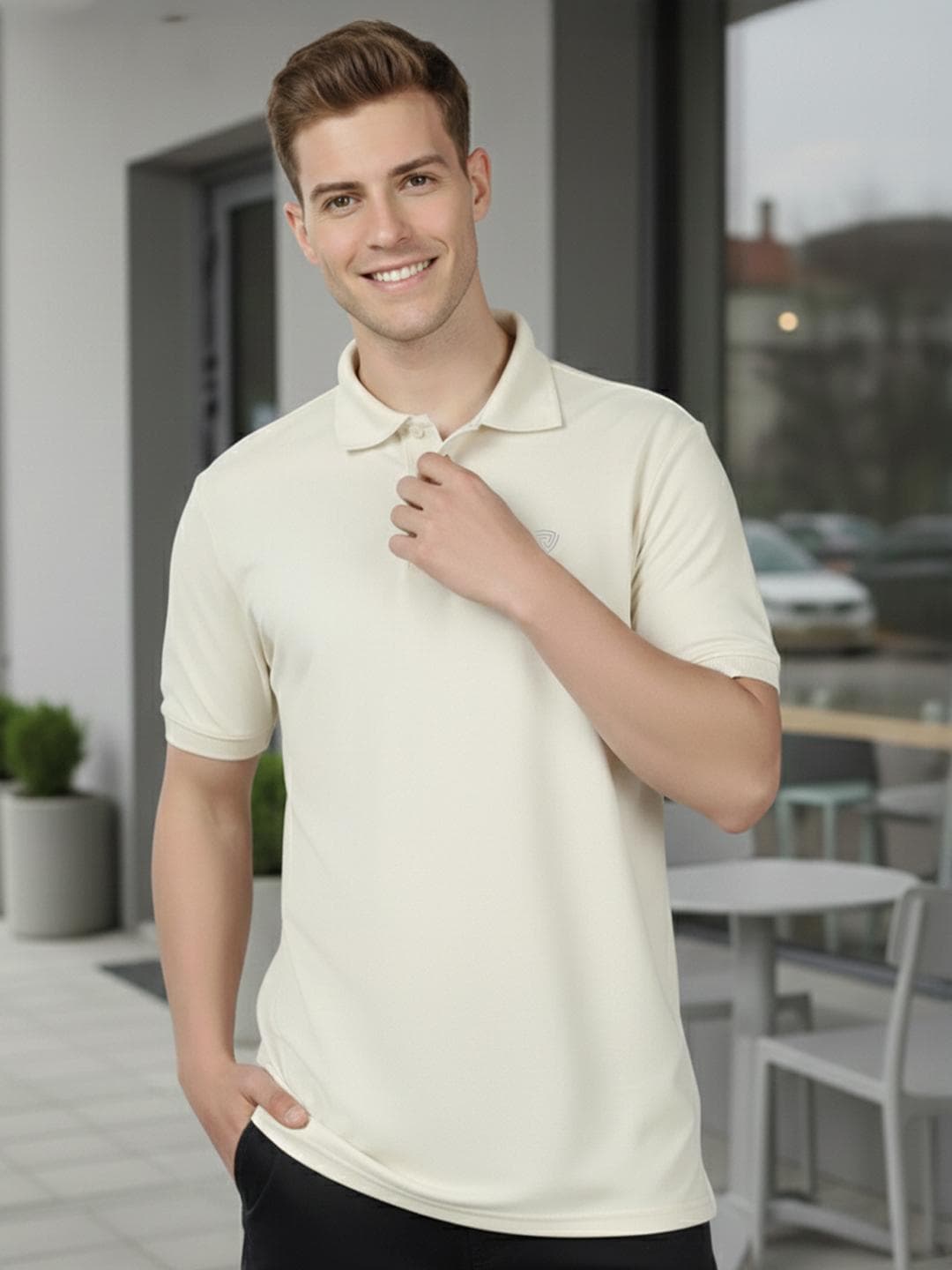 Buy Lux Cozi Men Polo Collar Short Sleeve Lounge T Shirt - - Apparel for Men