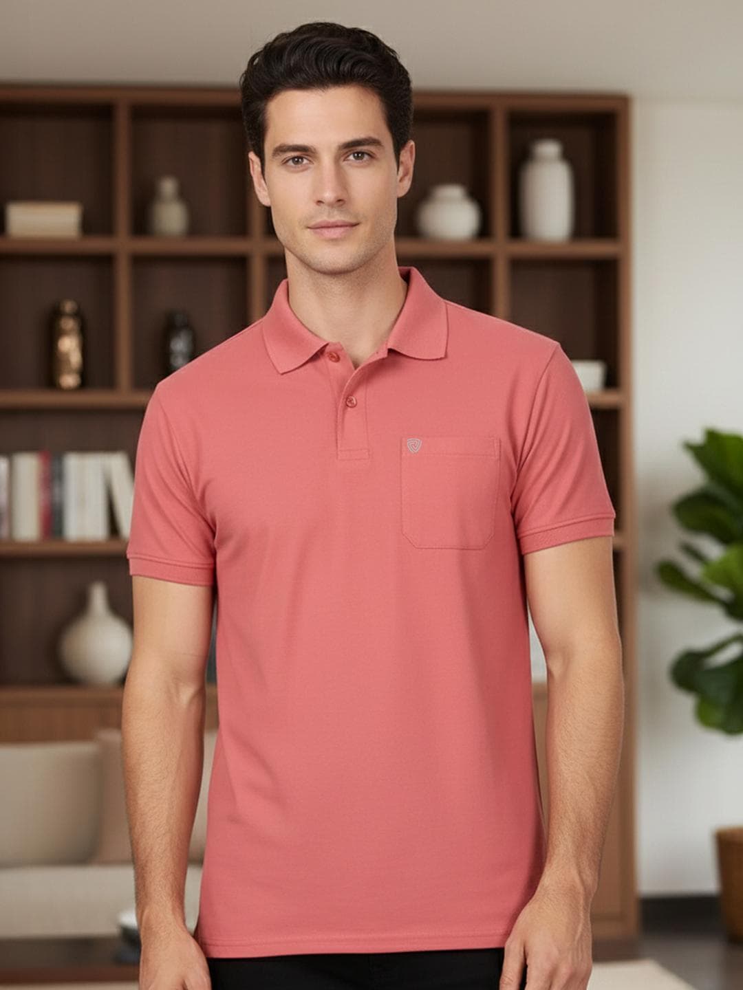 Lux Cozi Men Polo Collar Lounge T-Shirt