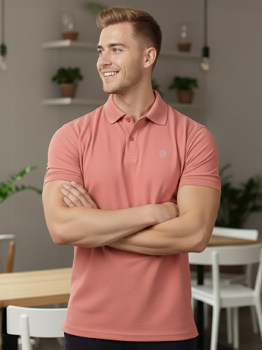 Lux Cozi Men Polo Collar Lounge T-Shirt