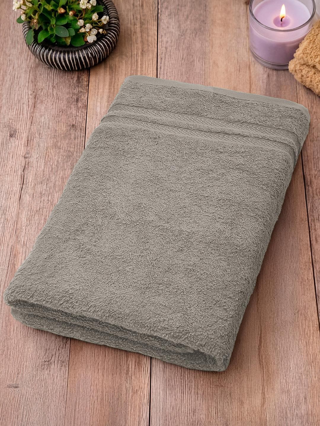 Buy Welspun Grey Cotton 380 GSM Bath Towel - - Home for Unisex