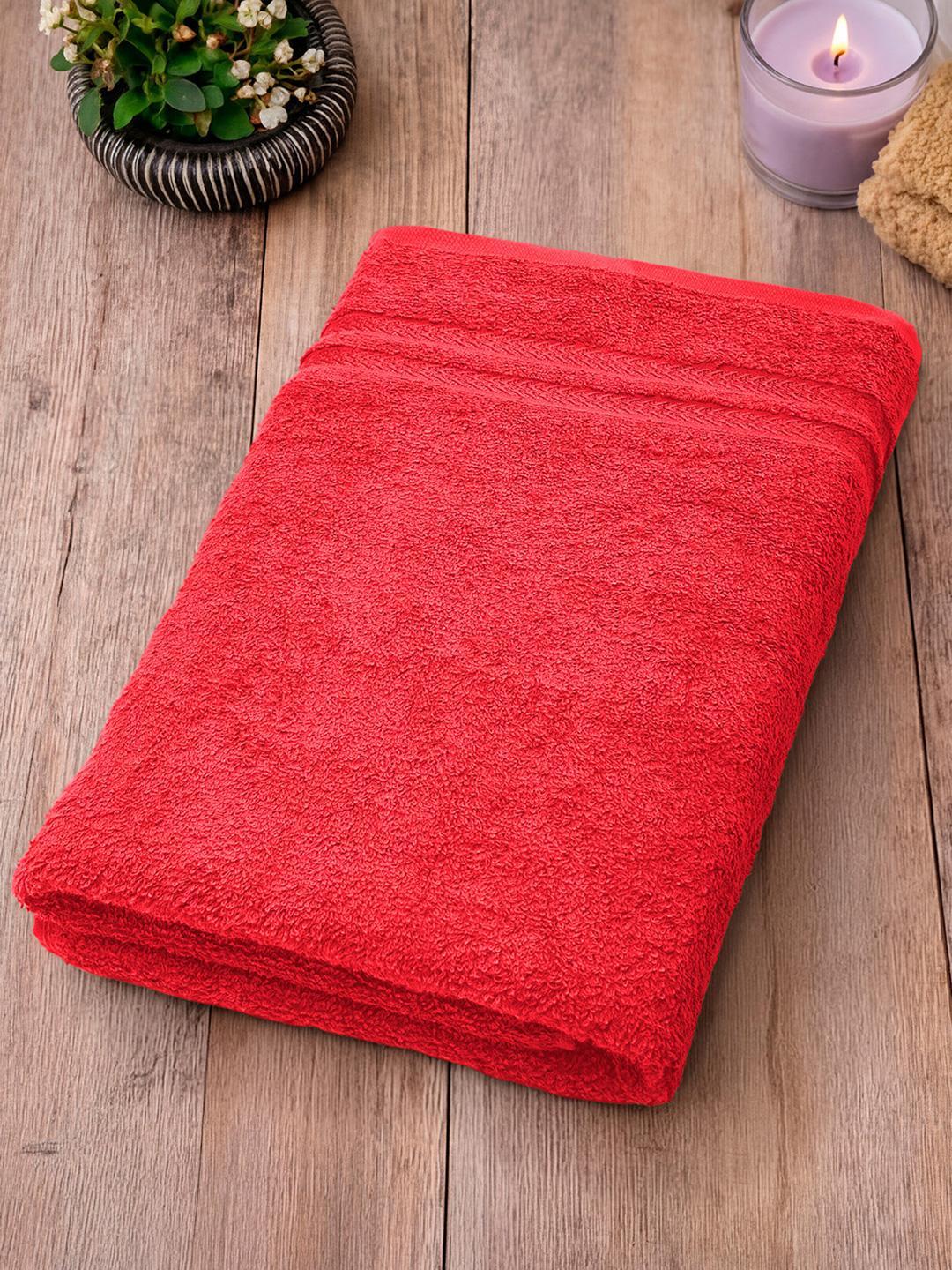Buy Welspun Red Cotton 380 GSM Bath Towel - - Home for Unisex