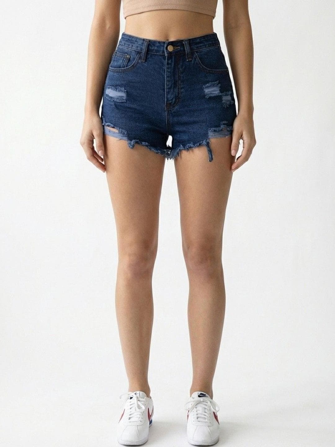 glitchez Women Slim Fit High-Rise Denim Denim Shorts